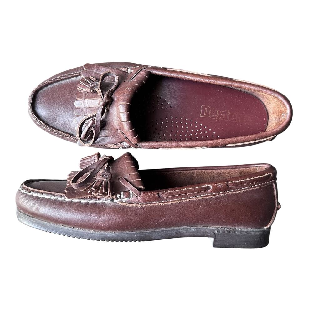VTG Dexter Loafers Shoes Cottagecore Preppy Hippie Leather Kiltie Tassel Sz 7